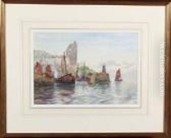 A Fishing Port Oil Painting by William Harrison Scarborough