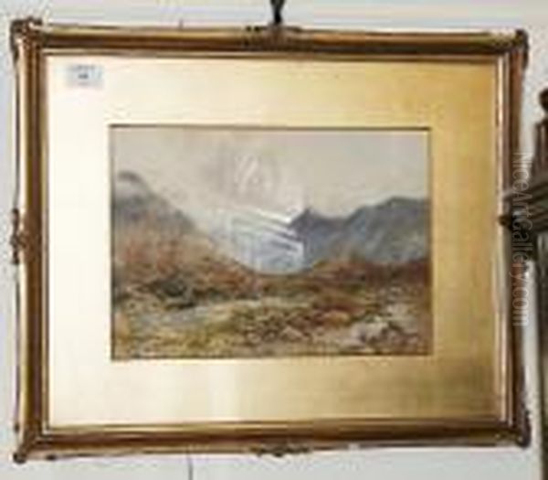 'the Lovely Hills Of Glen Scannox', Signed Watercolour Oil Painting by William Harrison Scarborough