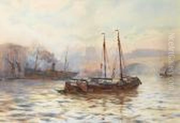 The Bustling River Oil Painting by William Harrison Scarborough