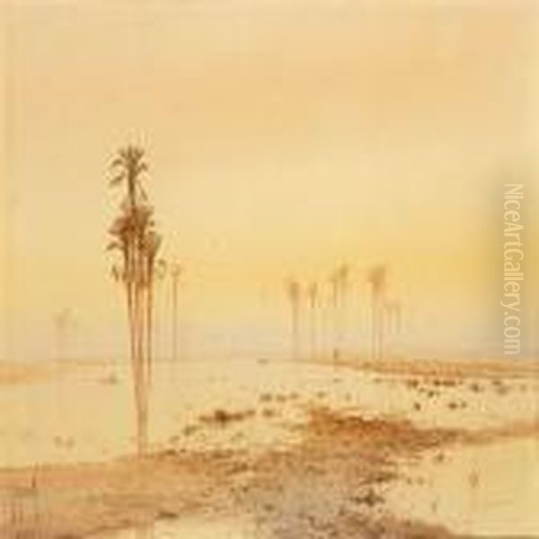 Landscape With Palms Oil Painting by Spyridon Scarvelli