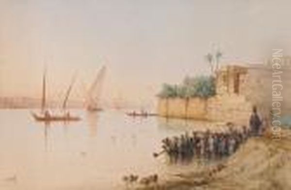 View On The Nile Oil Painting by Spyridon Scarvelli