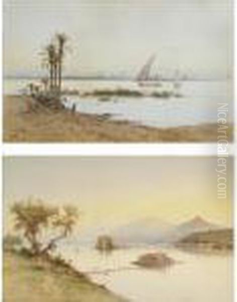 Corfu: View Of The Nile Oil Painting by Spyridon Scarvelli