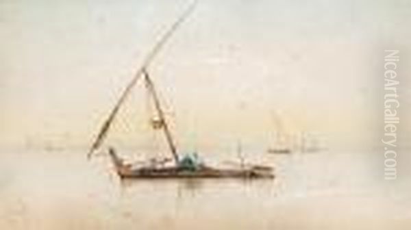 A Felucca On The Nile Oil Painting by Spyridon Scarvelli