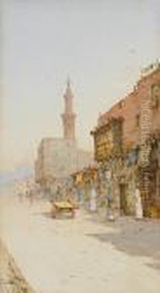 Cairo Street Scene Oil Painting by Spyridon Scarvelli