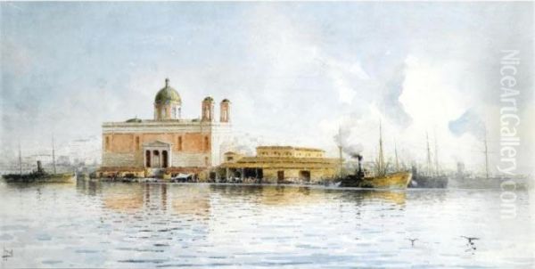 Piraeus Oil Painting by Spyridon Scarvelli