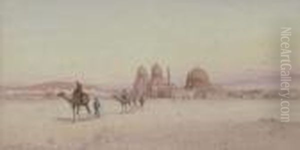 Dusk, The Tombs Of The Mameluks, Cairo Oil Painting by Spyridon Scarvelli