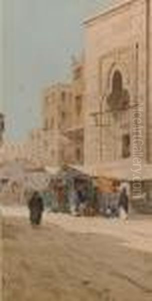 The Street Market Oil Painting by Spyridon Scarvelli