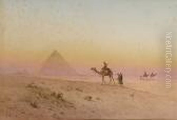 The Pyramids At Giza Oil Painting by Spyridon Scarvelli