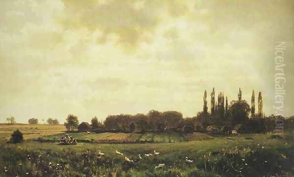 Village Maslowice Oil Painting by Aleksander Swieszewski