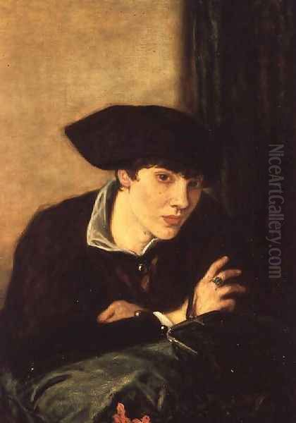 The Lady in a Black Hat, portrait of Miss Rachel Castellan, 1915 Oil Painting by Charles Haslewood Shannon