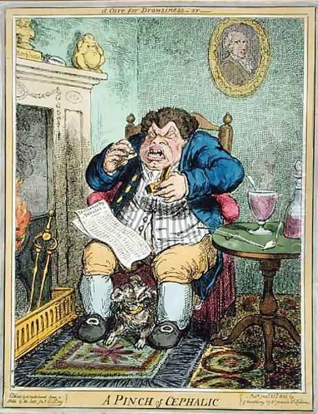 A Cure for Drowsiness or A Pinch of Cephalic, engraved by George Cruikshank 1792-1878, published by G. Humphrey, January 25th, 1822 Oil Painting by Robert Seymour