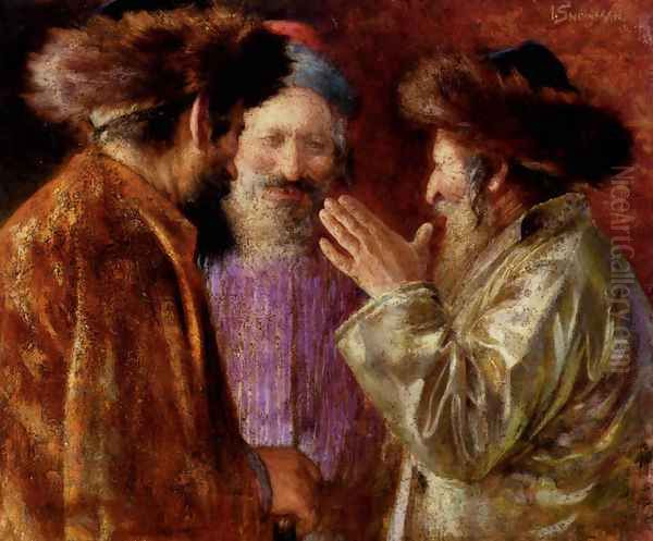 Three Rabbis Of Jerusalem Oil Painting by Isaac Snowman