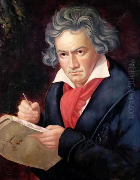 Ludwig van Beethoven 1770-1827 Composing his Missa Solemnis, 1819 Oil Painting by Joseph Karl Stieler