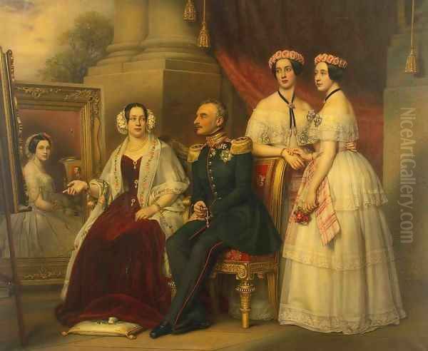 Portrait of the Family of Joseph, Duke of Saxe-Altenburg Oil Painting by Joseph Karl Stieler