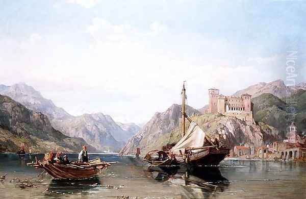 Angera on Lake Maggiore Oil Painting by George Clarkson Stanfield