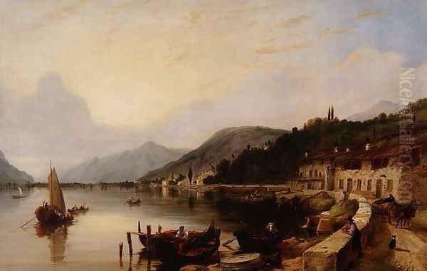 Lago dIseo, Italy Oil Painting by George Clarkson Stanfield