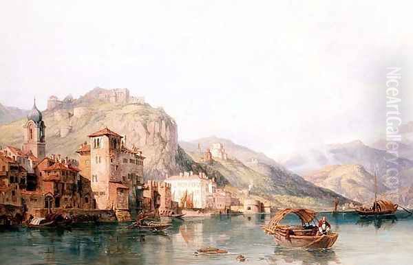 Arona Lake Maggiore Oil Painting by George Clarkson Stanfield