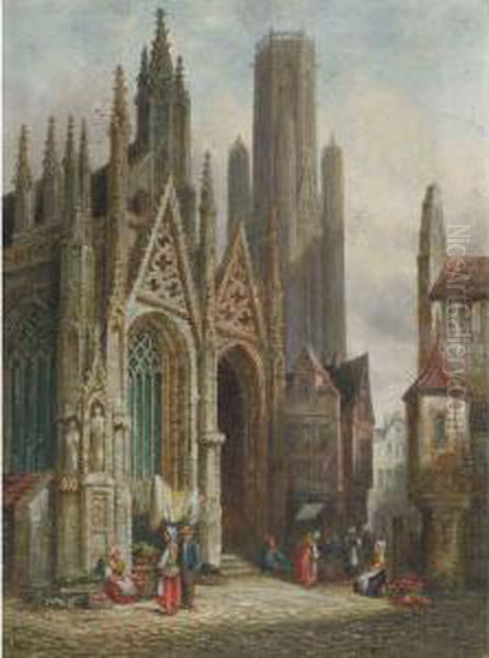 St. Maclou Rouen, Normandy Oil Painting by Henry Thomas Schafer