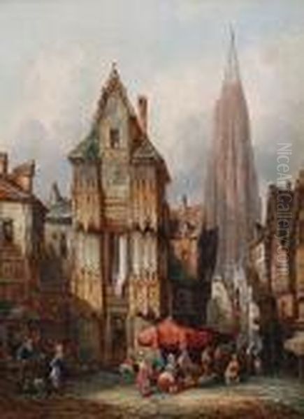 Views Of Nuremburg And Bruges Oil Painting by Henry Thomas Schafer