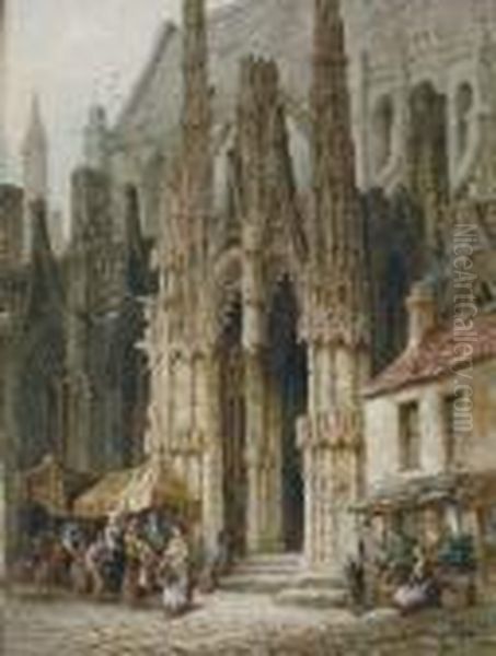 Cathedral At Louviers, Normandy Oil Painting by Henry Thomas Schafer