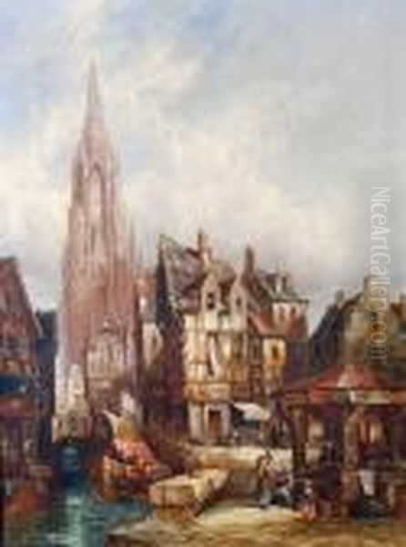 Freiburg Cathedral Oil Painting by Henry Thomas Schafer