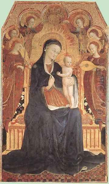 Virgin and Child Adored by Six Angels 1437-44 Oil Painting by Stefano Di Giovanni Sassetta