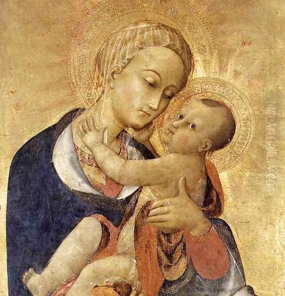 Virgin with Child and Four Saints (detail-1) c. 1435 Oil Painting by Stefano Di Giovanni Sassetta