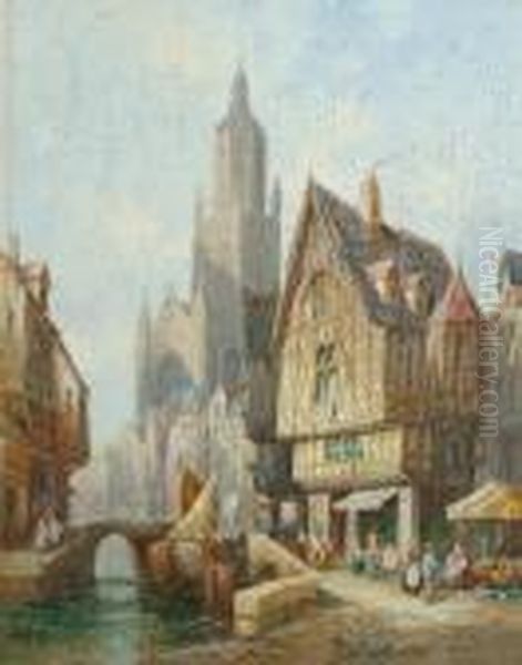 'utrecht, Holland'; 'coutance, 
Normandy'each 'h. Schafer' And Inscribed With Title On The Reverse Oil Painting by Henry Thomas Schafer