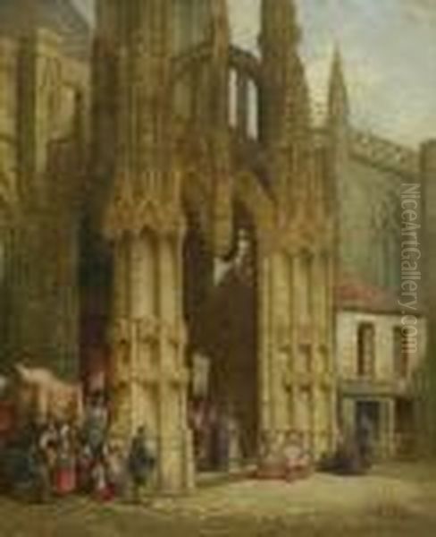 Portal Von Notre-dame In Louviers Oil Painting by Henry Thomas Schafer