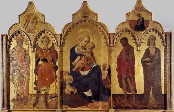 Virgin with Child and Four Saints c. 1435 Oil Painting by Stefano Di Giovanni Sassetta