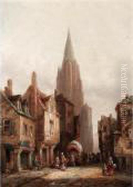 Continental Cathedral Cities Oil Painting by Henry Thomas Schafer