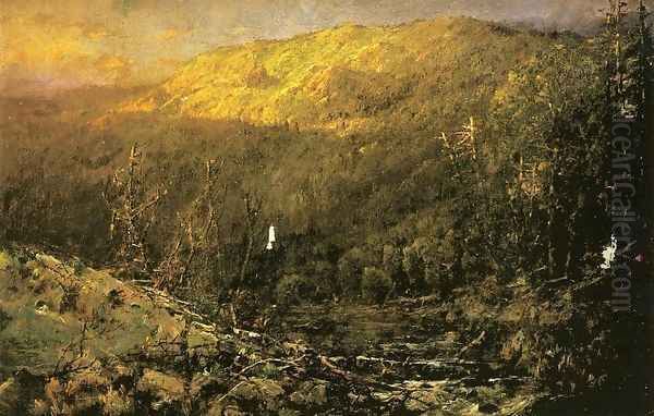 A Wooded Mountain Landscape Oil Painting by William Louis Sonntag