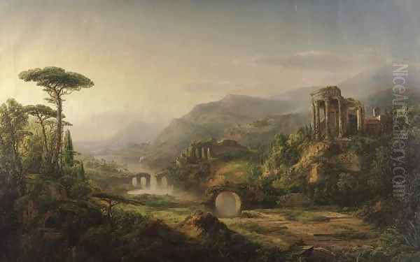 Landscape with Temple Ruins Oil Painting by William Louis Sonntag