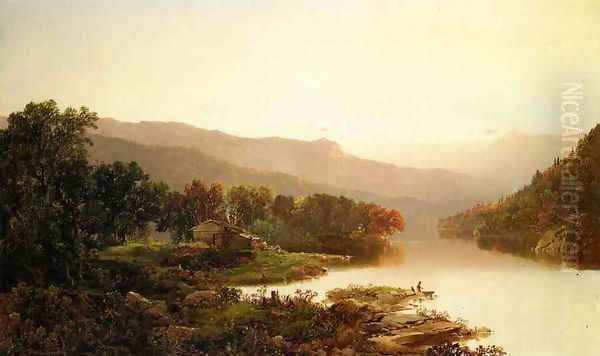 Fishing in the Cove Oil Painting by William Louis Sonntag