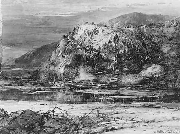 Landscape with Rocky Hills and Stream Oil Painting by William Louis Sonntag