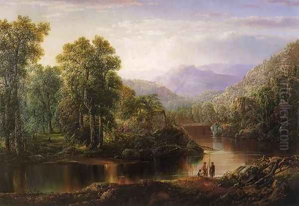 Landscape with Fishermen Oil Painting by William Louis Sonntag