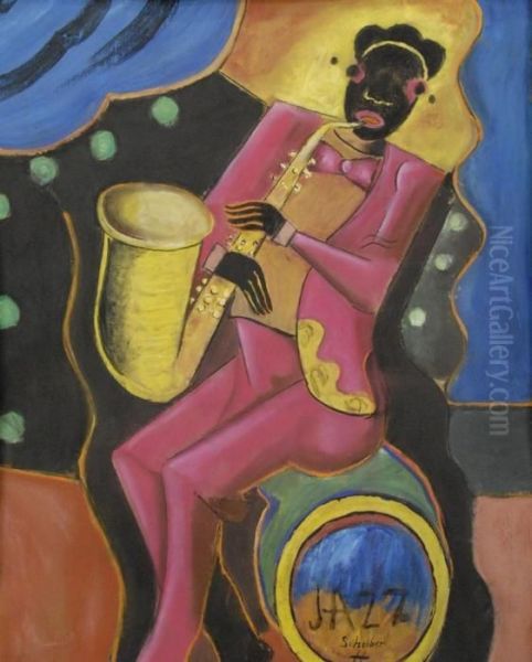 Jazz Oil Painting by Hugo Scheiber