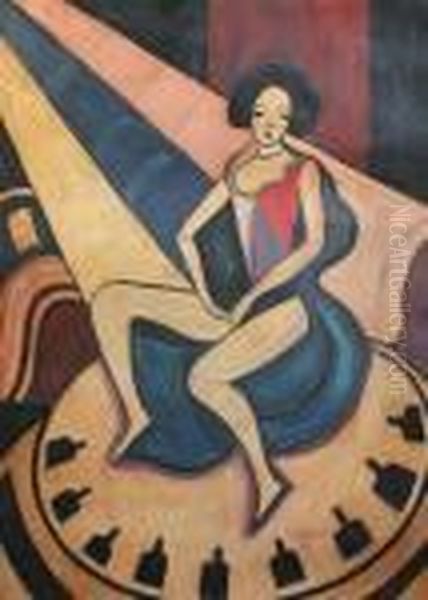 Dancer On Stage Oil Painting by Hugo Scheiber