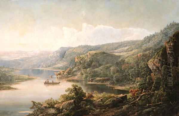 Fishing the River Oil Painting by William Louis Sonntag