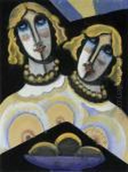 Deux Femmes Oil Painting by Hugo Scheiber