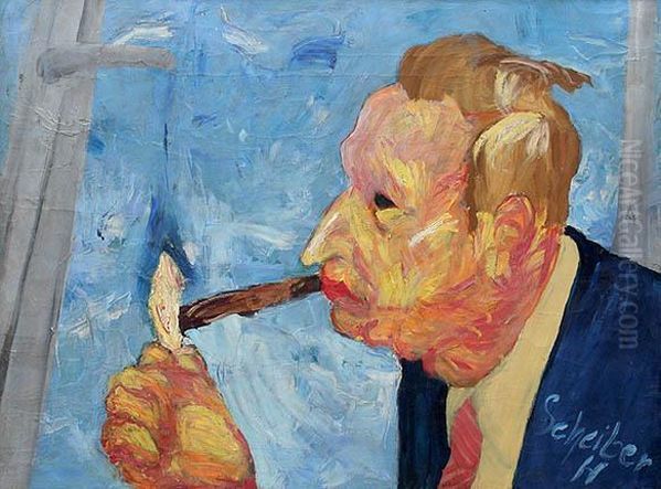 Man With A Cigar Oil Painting by Hugo Scheiber