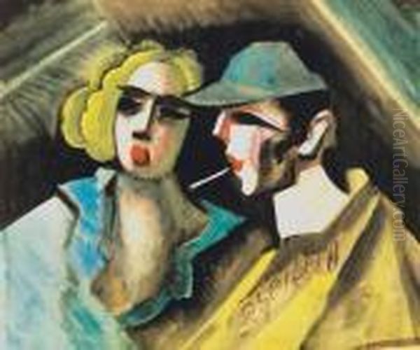 Man And Woman Oil Painting by Hugo Scheiber