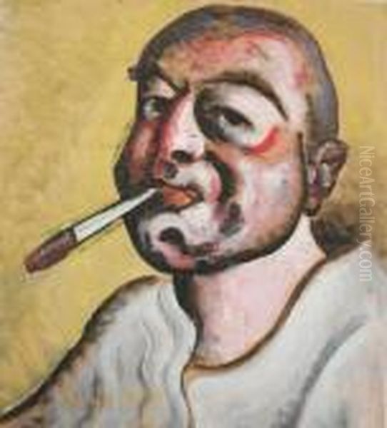 Self Portrait With Cigarette Oil Painting by Hugo Scheiber