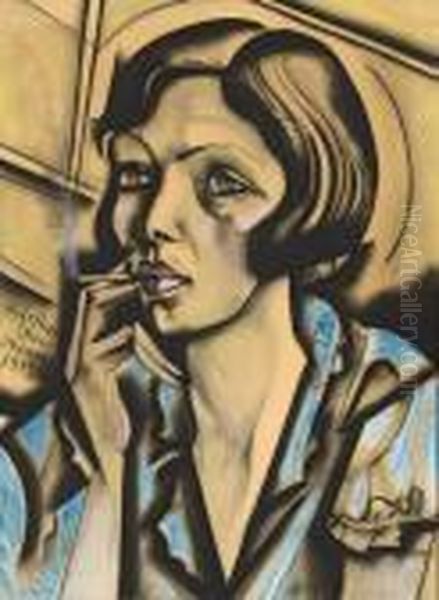 Femme A La Cigarette. Oil Painting by Hugo Scheiber