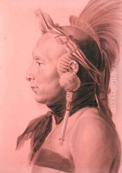 Portrait of an Indian, possibly Shahaka, Mandan Chief Oil Painting by Charles Balthazar J. F. Saint-Memin