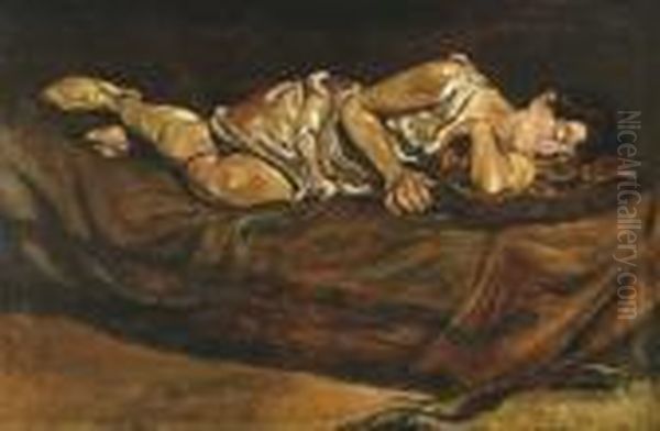 Sleeping Girl, End Of 1910s Oil Painting by Hugo Scheiber