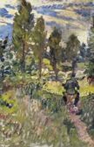 Painter In The Open Air Oil Painting by Hugo Scheiber