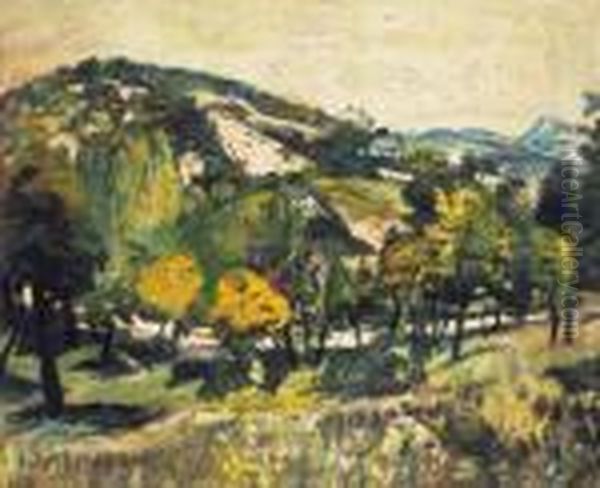 Mountains Of Buda, Around 1920 Oil Painting by Hugo Scheiber