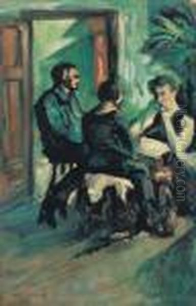 Family Oil Painting by Hugo Scheiber