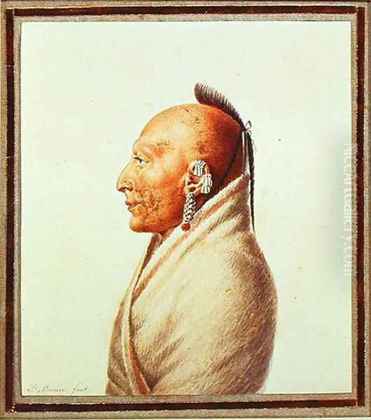 Indian Chief of the Little Osages, c.1807 Oil Painting by Charles Balthazar J. F. Saint-Memin